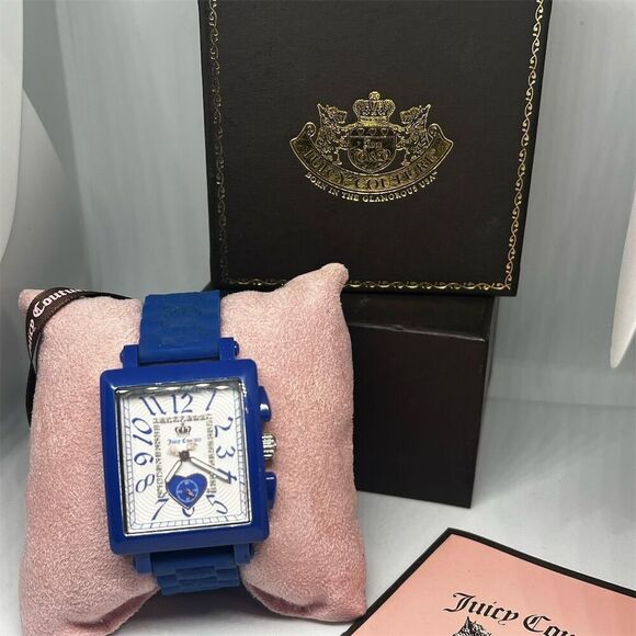 Juicy Couture Accessories - Juicy Couture Women's Cobalt Blue Jelly Strap Watch Crystal Accents Y2K
